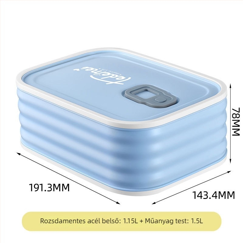 304 rozsdamentes acél ebédes doboz, négyszögletes alakú, 501–800 ml kapacitás, mikrohullámú sütőben használható, frissen tartja az ételt