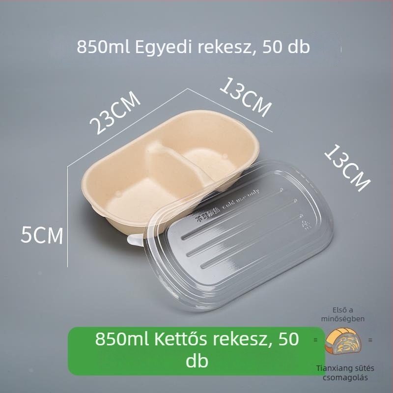 Háromrekeszes desszertes doboz piknikhez joghurt, gyümölcs és sütemény számára — mikrohullámú sütő: Nem; logónyomtatás: Elérhető; testreszabás: Nem; Biológiailag lebomló: Nem