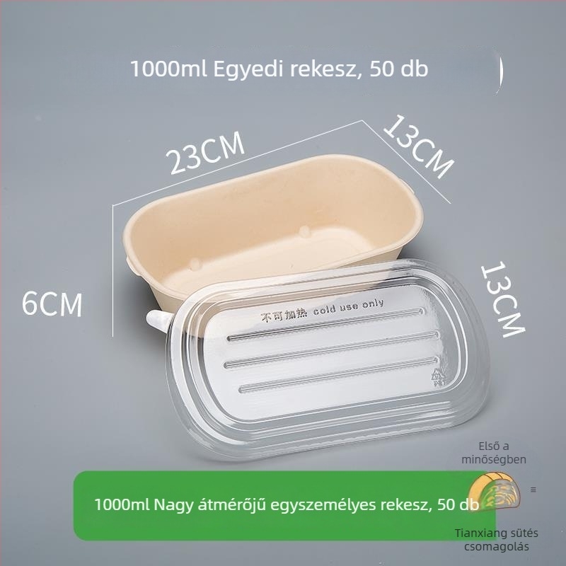 Háromrekeszes desszertes doboz piknikhez joghurt, gyümölcs és sütemény számára — mikrohullámú sütő: Nem; logónyomtatás: Elérhető; testreszabás: Nem; Biológiailag lebomló: Nem
