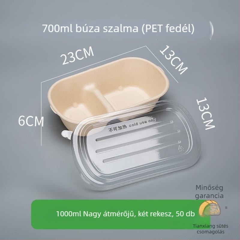 Háromrekeszes desszertes doboz piknikhez joghurt, gyümölcs és sütemény számára — mikrohullámú sütő: Nem; logónyomtatás: Elérhető; testreszabás: Nem; Biológiailag lebomló: Nem