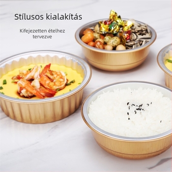 Egyszer használatos ebédes doboz alumíniumfóliából — kerek alak; 0,11 mm vastagság; 425 ml kapacitás; anyag: alumíniumfólia; márka: Guobang (0,11 mm; 425 ml; alumíniumfólia; kerek forma; Guobang)