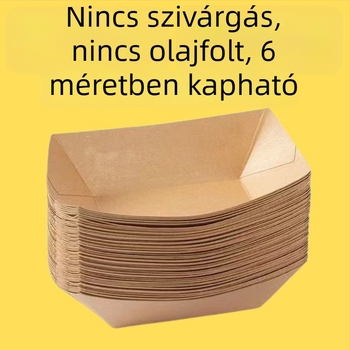 Kraft papírból készült nyitott hajó alakú egyszer használatos tál sült krumplihoz, falatokhoz, sült csirkéhez és barbecue-hoz