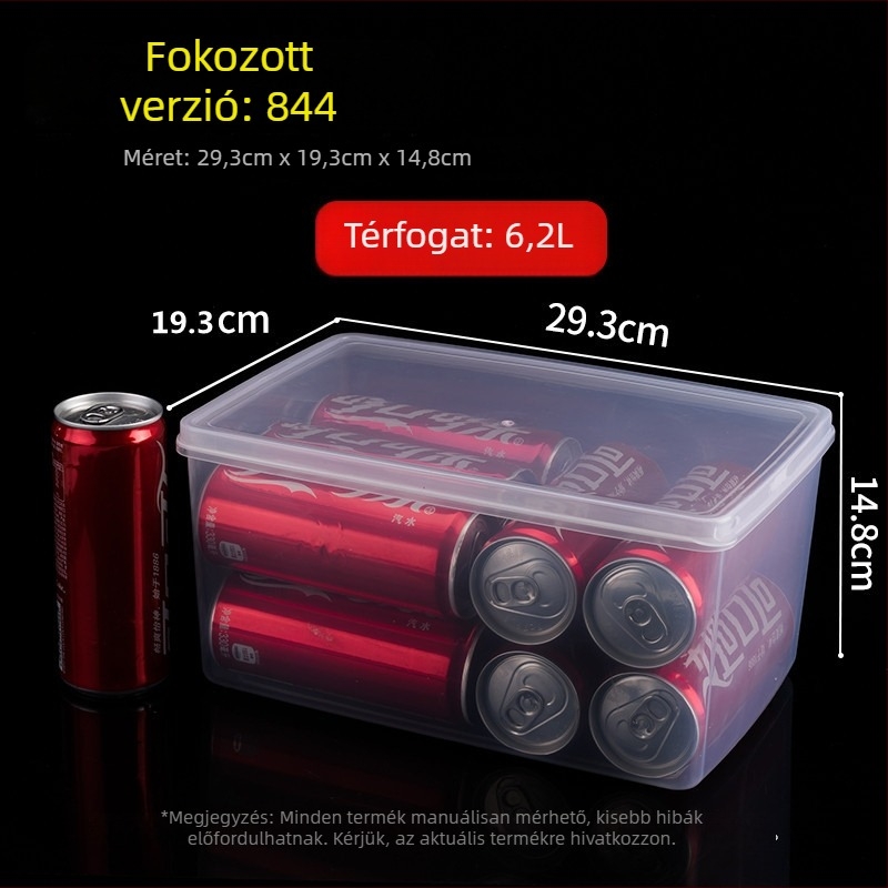 Műanyag négyszögletes élelmiszertároló edény fedéllel, mikrohullámú sütőben használható