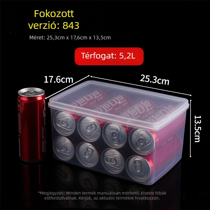 Műanyag négyszögletes élelmiszertároló edény fedéllel, mikrohullámú sütőben használható