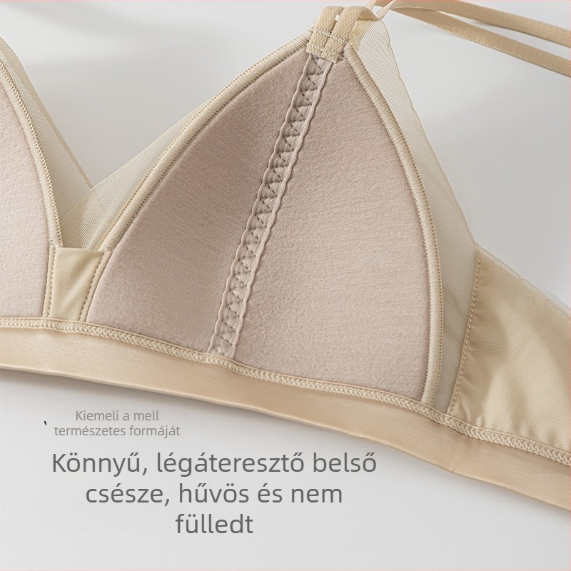 Francia triangelkosaras fehérneműkészlet, satin csipkével, könnyű és lélegző, szexi melltartó, vizuálisan karcsúsító siluett