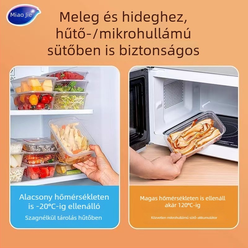 Miaojie egyszer használatos ebédes doboz, PP anyag, egyszerű stílus, nem biodegradálható, csomagolási tömeg 0,126 kg