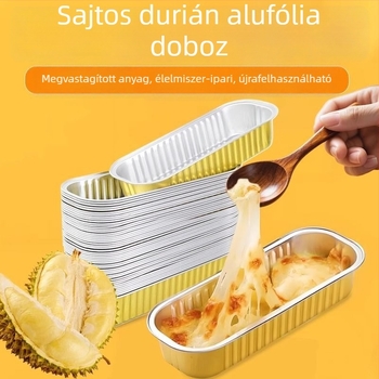 Alumíniumfóliás ebédes doboz sajtos sült édesburgonya – aranyszínű téglalap alakú fóliadoboz sütéshez és grillhez, otthoni és kereskedelmi használatra
