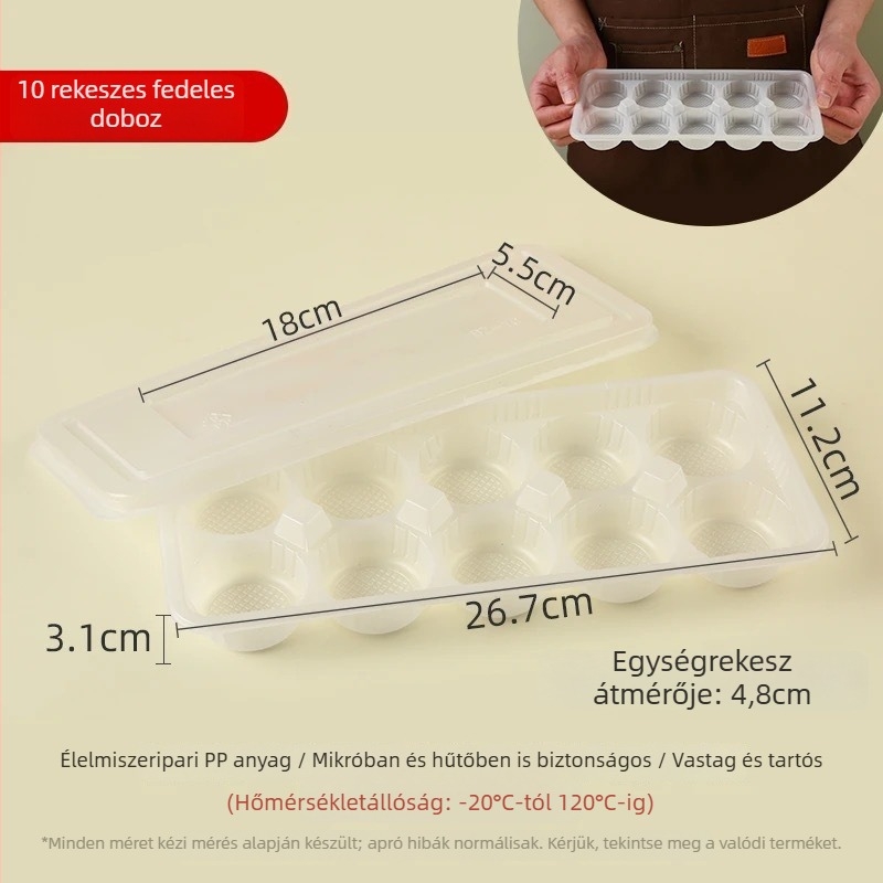 RUNHE Egyszer használatos elválasztott wonton doboz — polipropilén, biológiailag lebomló, mikrohullámú sütőben nem használható, silk-screen logó, testreszabás elérhető