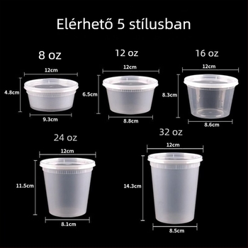 Egyszer használatos, tömített leveses tál, vastag műanyagból, kerek, fedéllel, mikrohullámú sütőben használható, logózható, 240 darabos készlet