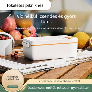 Elektromos ebédes doboz, 1 L kapacitás, levehető belső tartály, 304 rozsdamentes acél belső edény, USB-tápellátás 5V 40W, melegen tartó funkció