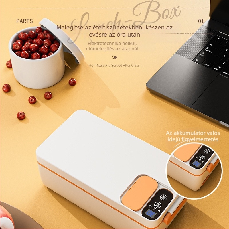 Elektromos ebédes doboz, 1 L kapacitás, levehető belső tartály, 304 rozsdamentes acél belső edény, USB-tápellátás 5V 40W, melegen tartó funkció