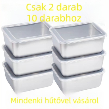 Rozsdamentes acél ebédes doboz fedővel, téglalap alakú, fagyasztásra alkalmas, élelmiszer-minőségű, kapacitás alatt 300 ml