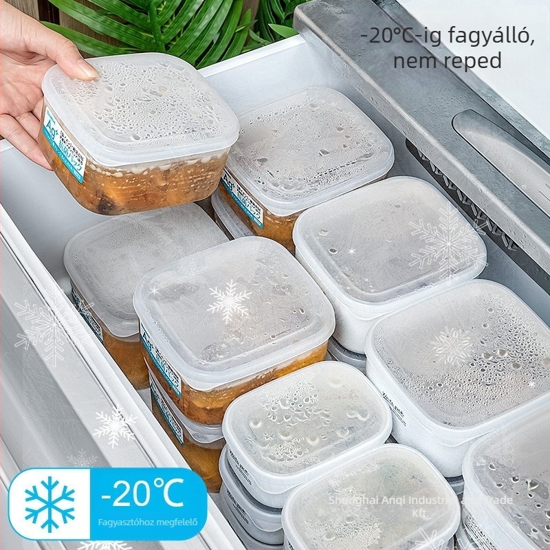 Leves tároló doboz, élelmiszer-minőségű, négyzet alakú, mikrohullámú sütőben használható, 301–500 ml, újrahasználható