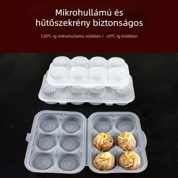 Shaomai tároló doboz, egyszer használatos, PP anyagú, élelmiszer-minőség, mikrohullámú sütő nem alkalmas, testreszabás ügynök által