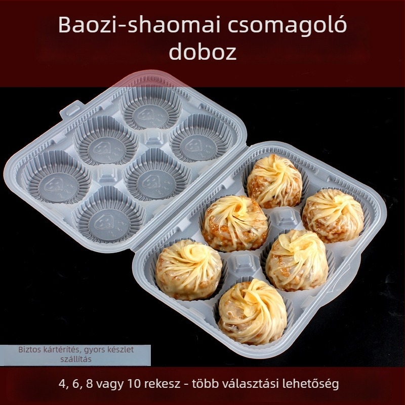 Shaomai tároló doboz, egyszer használatos, PP anyagú, élelmiszer-minőség, mikrohullámú sütő nem alkalmas, testreszabás ügynök által