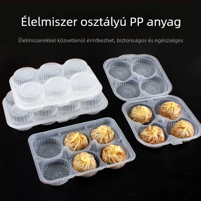 Shaomai tároló doboz, egyszer használatos, PP anyagú, élelmiszer-minőség, mikrohullámú sütő nem alkalmas, testreszabás ügynök által