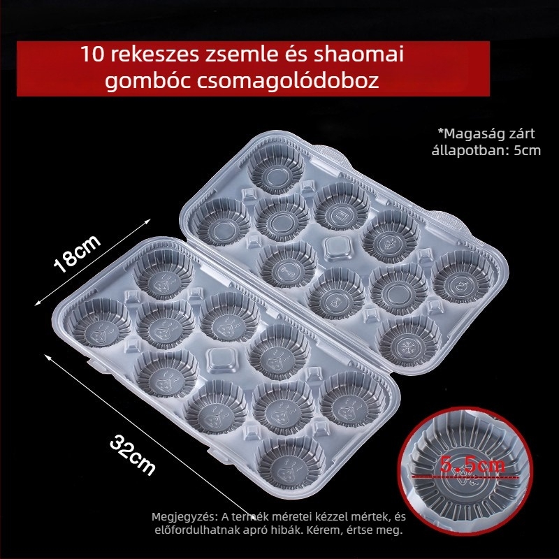 Shaomai tároló doboz, egyszer használatos, PP anyagú, élelmiszer-minőség, mikrohullámú sütő nem alkalmas, testreszabás ügynök által