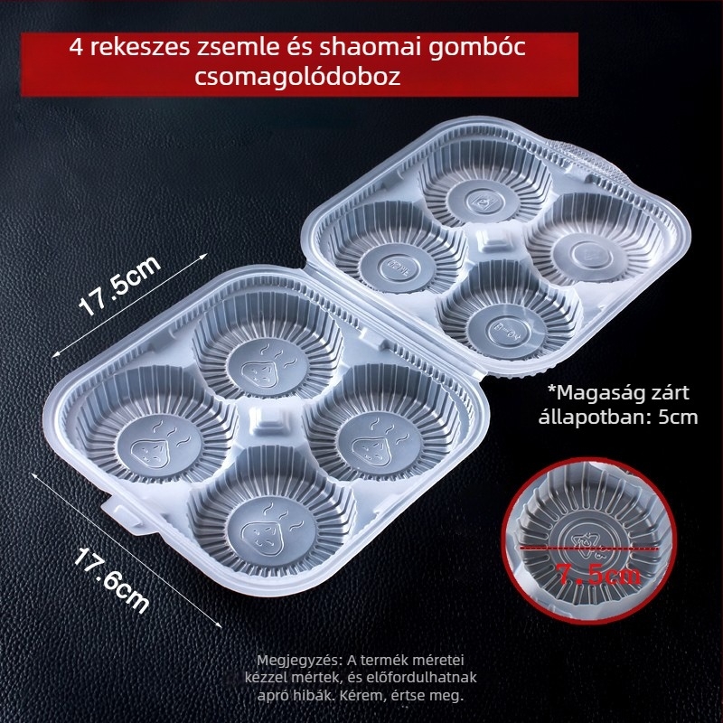 Shaomai tároló doboz, egyszer használatos, PP anyagú, élelmiszer-minőség, mikrohullámú sütő nem alkalmas, testreszabás ügynök által