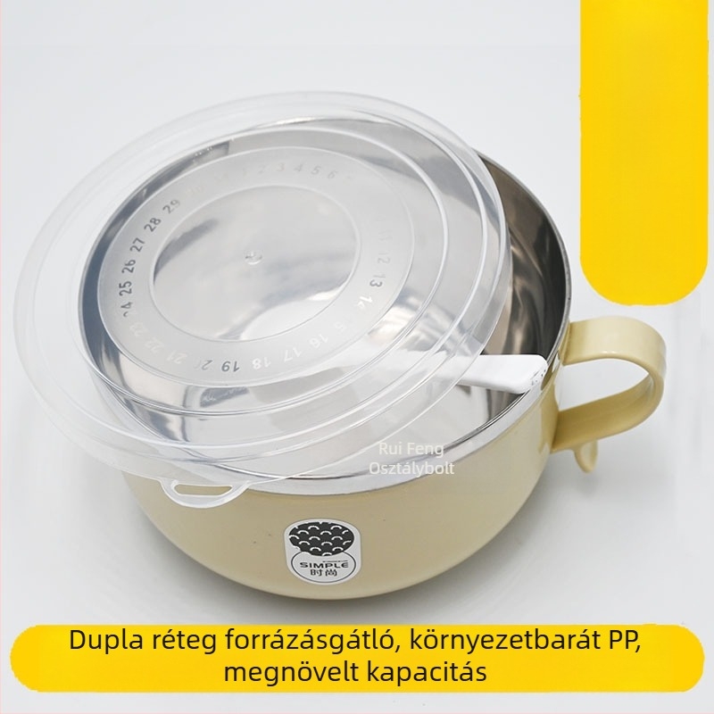 Dupla falú rozsdamentes acél instant tészta tál fedővel