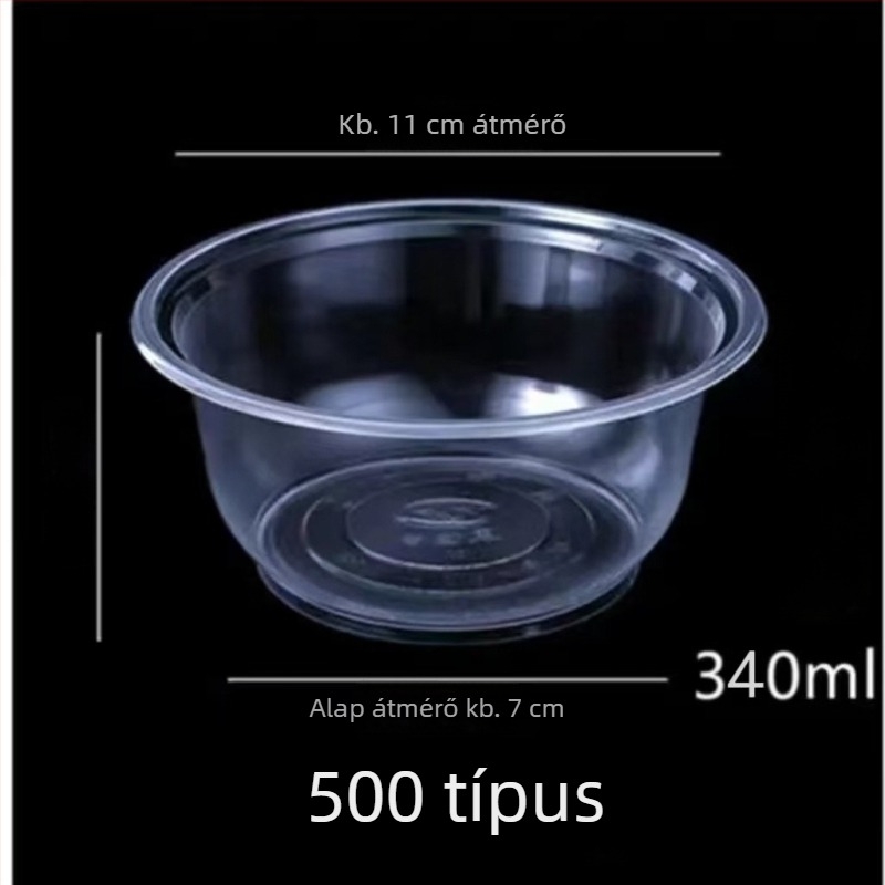 Egyszer használatos műanyag tálkák fedéllel – kör alakúak, mikrohullámú sütőben használhatóak, élelmiszer-minőségű PP