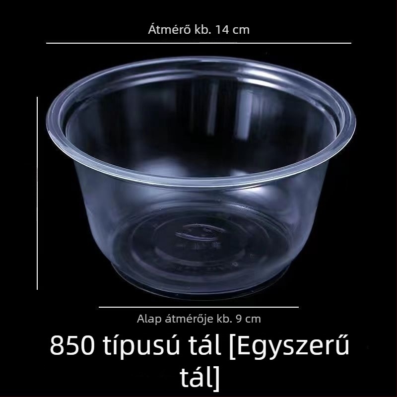 Egyszer használatos műanyag tálkák fedéllel – kör alakúak, mikrohullámú sütőben használhatóak, élelmiszer-minőségű PP