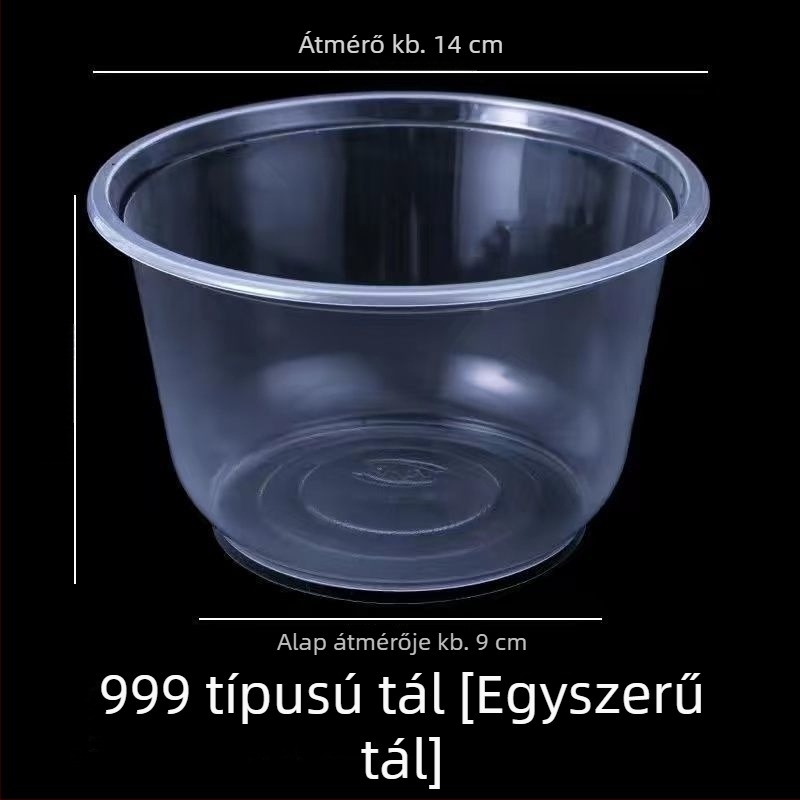 Egyszer használatos műanyag tálkák fedéllel – kör alakúak, mikrohullámú sütőben használhatóak, élelmiszer-minőségű PP