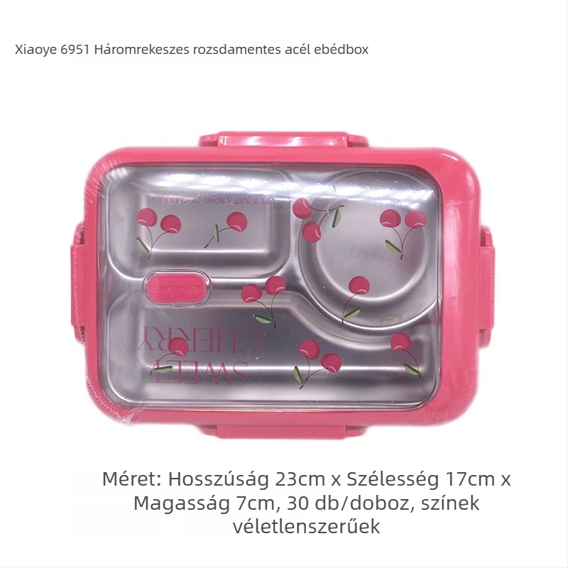 Műanyag ebédhordó, kerek formájú, mikróhullámú sütőben használható, 301-500 ml, 3 rétegű opció, egyszerű stílus