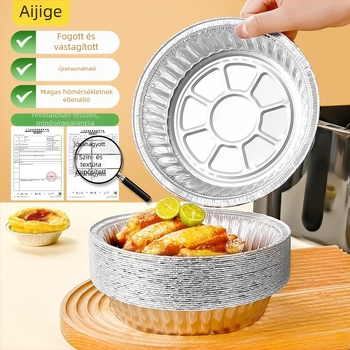 Egyszer használatos papír-alumínium fóliás tál – kör vagy négyszögletes, élelmiszerbiztonságos, 10–55 darab, 3 év eltarthatóság, újrahasznosítható