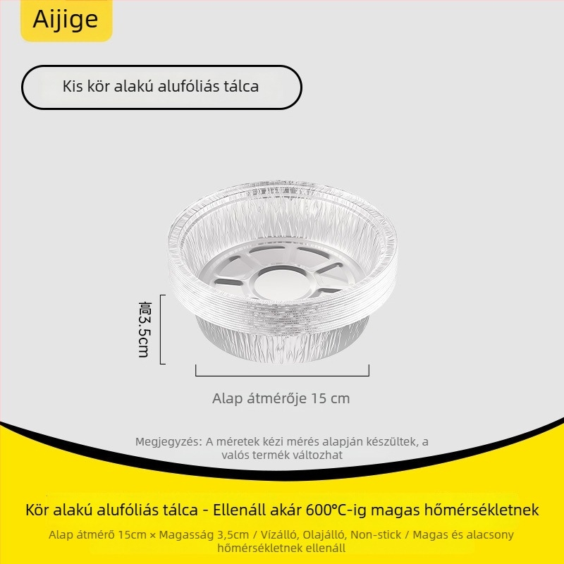 Egyszer használatos papír-alumínium fóliás tál – kör vagy négyszögletes, élelmiszerbiztonságos, 10–55 darab, 3 év eltarthatóság, újrahasznosítható