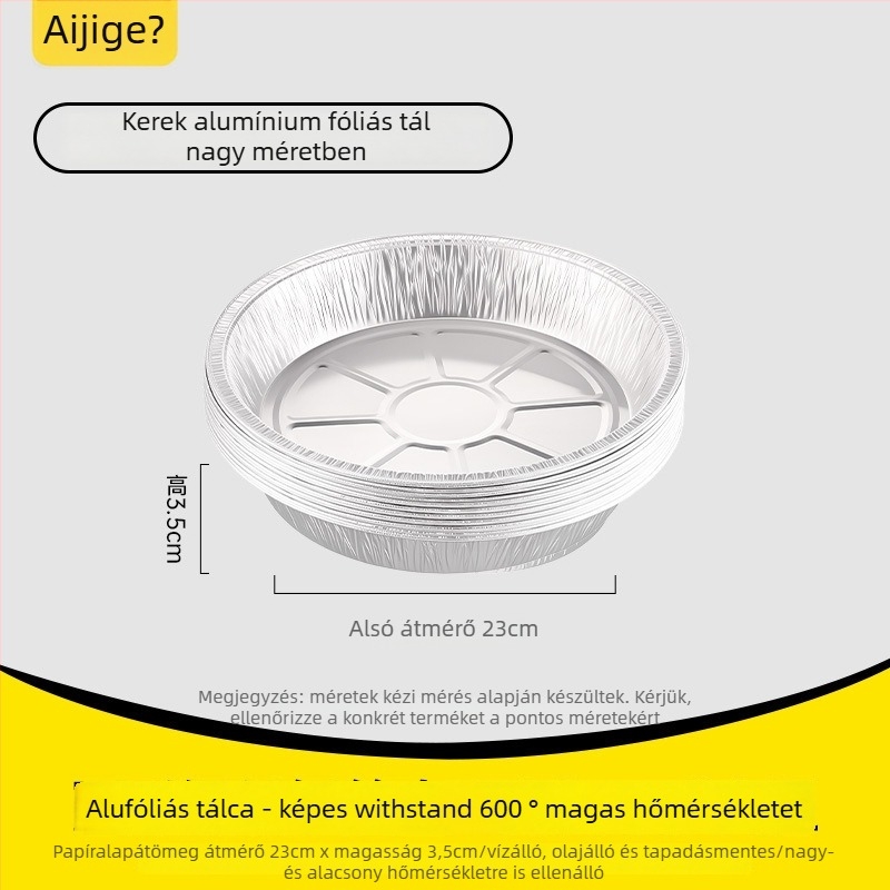 Egyszer használatos papír-alumínium fóliás tál – kör vagy négyszögletes, élelmiszerbiztonságos, 10–55 darab, 3 év eltarthatóság, újrahasznosítható