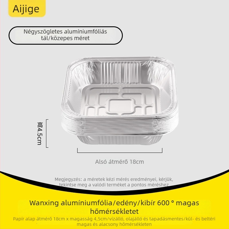 Egyszer használatos papír-alumínium fóliás tál – kör vagy négyszögletes, élelmiszerbiztonságos, 10–55 darab, 3 év eltarthatóság, újrahasznosítható
