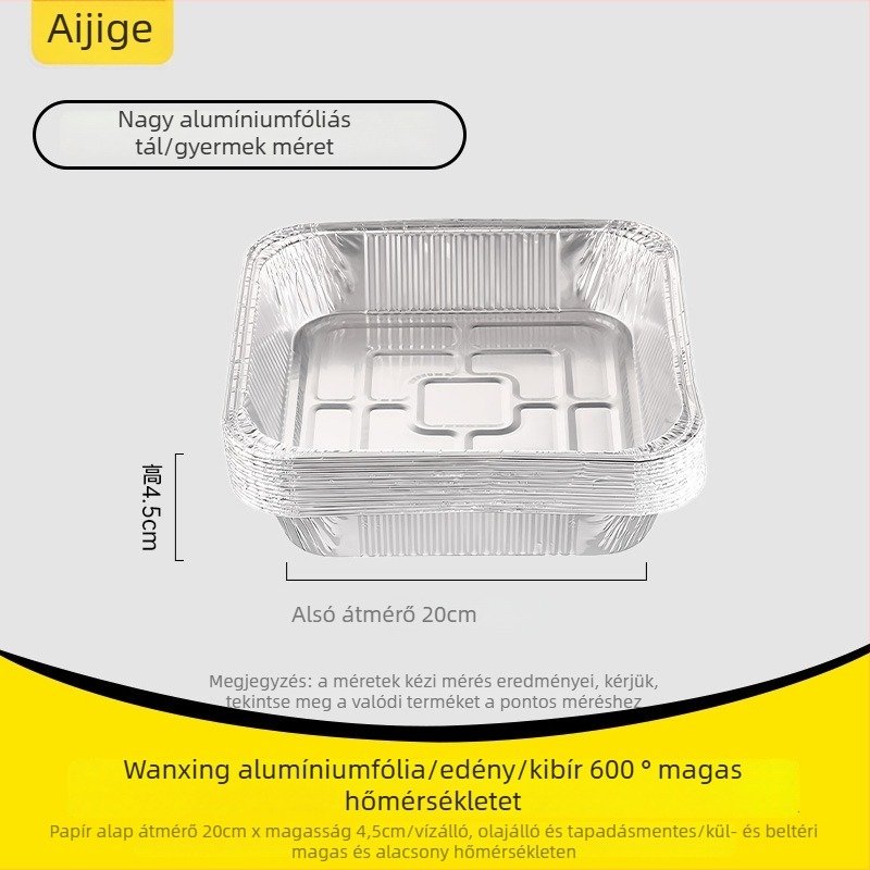 Egyszer használatos papír-alumínium fóliás tál – kör vagy négyszögletes, élelmiszerbiztonságos, 10–55 darab, 3 év eltarthatóság, újrahasznosítható