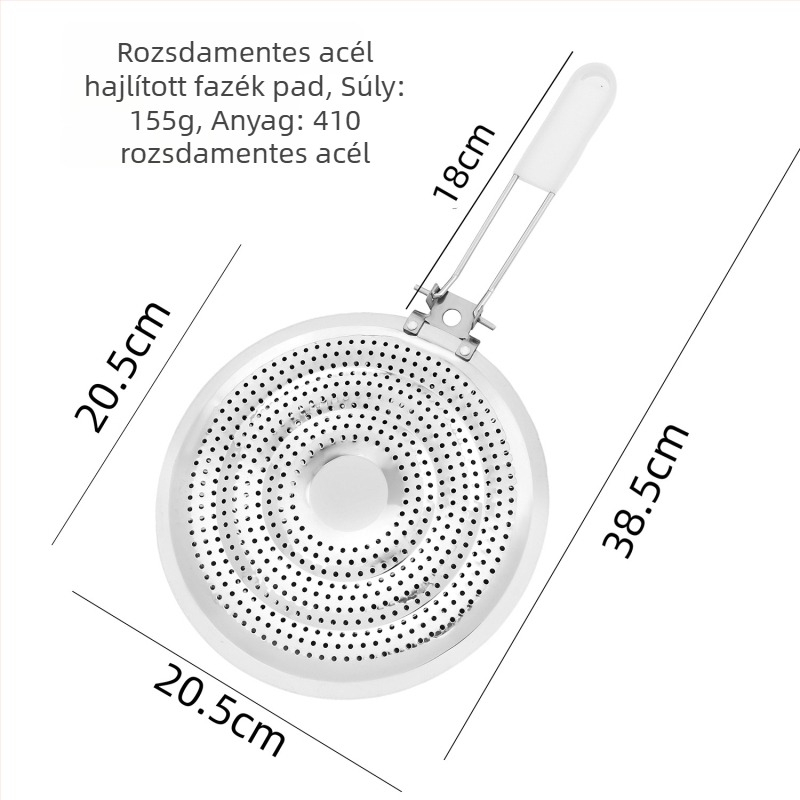 Rozsdamentes acél edény alátét, kettős rétegű, kör cső szerkezet, hőszigetelés és égés elleni védelem, logó nyomtatás elérhető