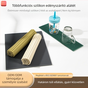 Szilikon anti-slip szárító alátét konyhához – négyszögletes, hőálló, poharak, tálak és evőeszközök szárítására