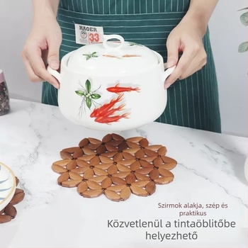 Bambusz hőszigetelő alátét, négyzet alakú asztali alátét tányérok és bögrék számára, biológiailag lebomló, új kínai stílus