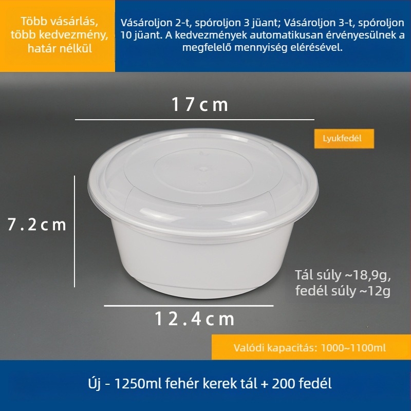 Kétszintes leveses doboz felül és alul rekesszel, száraz/nedves tartalom elválasztva, egyszer használatos tál wonton vermicelli tésztával; Műanyag • Nem alkalmas mikrohullámú sütőre • Logó nyomtatása lehetséges • Bruttó súly kb. 8 kg