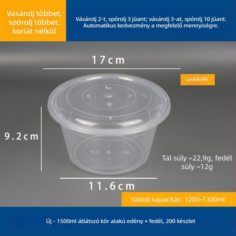 Kétszintes leveses doboz felül és alul rekesszel, száraz/nedves tartalom elválasztva, egyszer használatos tál wonton vermicelli tésztával; Műanyag • Nem alkalmas mikrohullámú sütőre • Logó nyomtatása lehetséges • Bruttó súly kb. 8 kg
