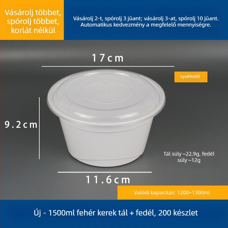 Kétszintes leveses doboz felül és alul rekesszel, száraz/nedves tartalom elválasztva, egyszer használatos tál wonton vermicelli tésztával; Műanyag • Nem alkalmas mikrohullámú sütőre • Logó nyomtatása lehetséges • Bruttó súly kb. 8 kg
