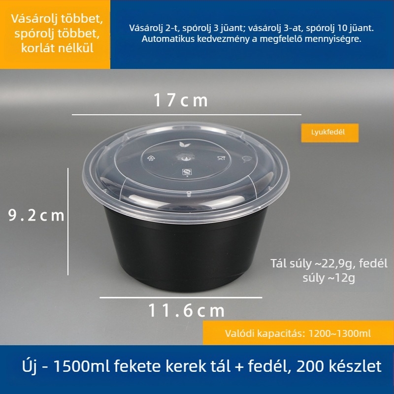 Kétszintes leveses doboz felül és alul rekesszel, száraz/nedves tartalom elválasztva, egyszer használatos tál wonton vermicelli tésztával; Műanyag • Nem alkalmas mikrohullámú sütőre • Logó nyomtatása lehetséges • Bruttó súly kb. 8 kg