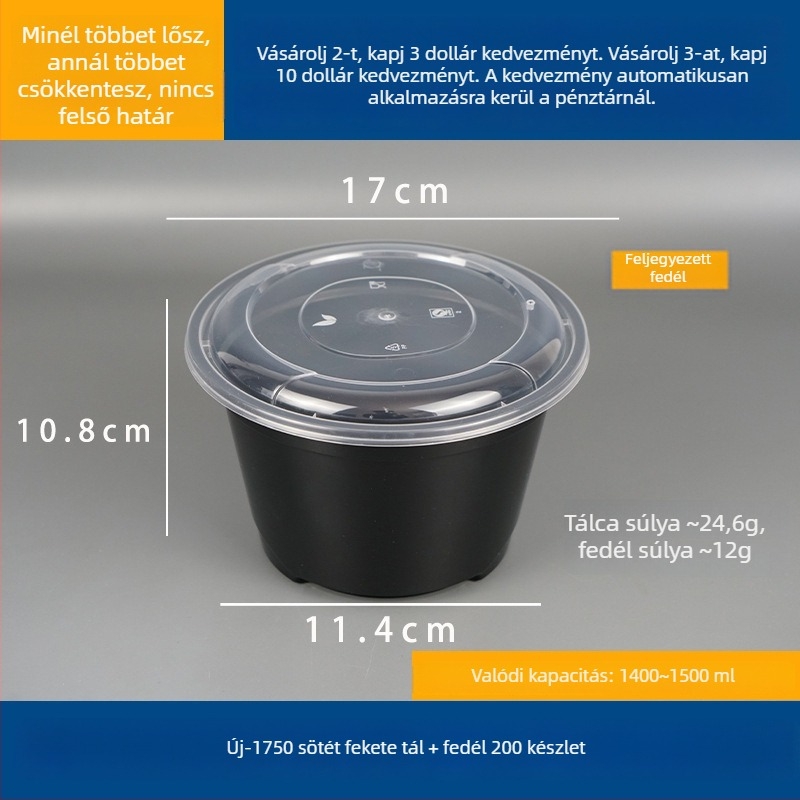 Kétszintes leveses doboz felül és alul rekesszel, száraz/nedves tartalom elválasztva, egyszer használatos tál wonton vermicelli tésztával; Műanyag • Nem alkalmas mikrohullámú sütőre • Logó nyomtatása lehetséges • Bruttó súly kb. 8 kg