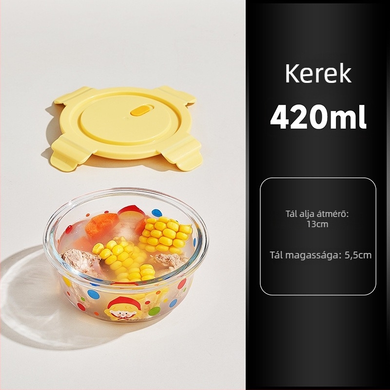 Üveg ebédes doboz fedővel irodába, mikrohullámú sütőben használható, 800–1000 ml kapacitás, négyszögletes forma, frissen tartja az ételt