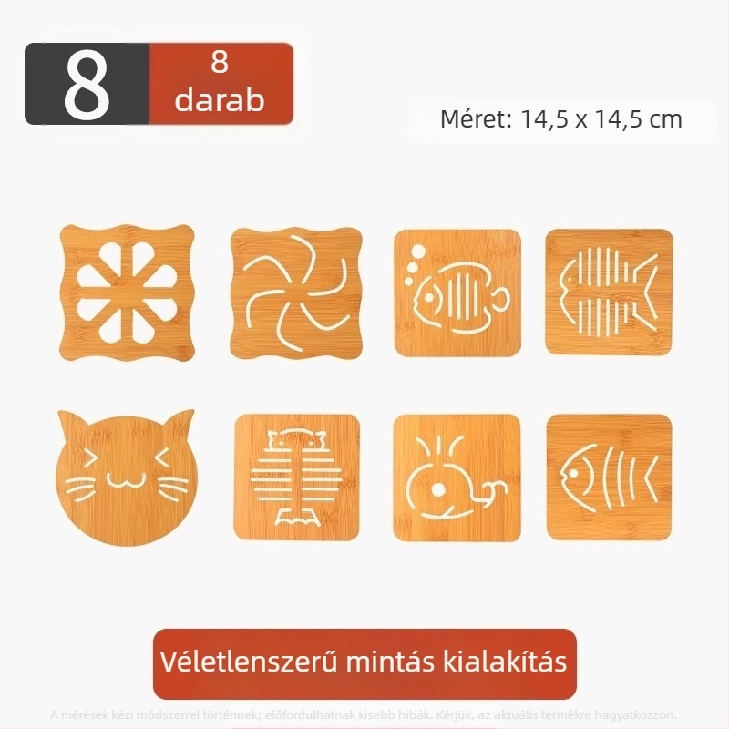 10 darabos faanyagú asztali alátét hőszigeteléssel, csúszásmentes, szabálytalan alakú, karikatúra mintázattal