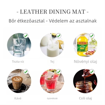 Bőr étkezési alátétek, szabálytalan alakú, vízálló és olajálló, hőszigetelő, biodegradálható