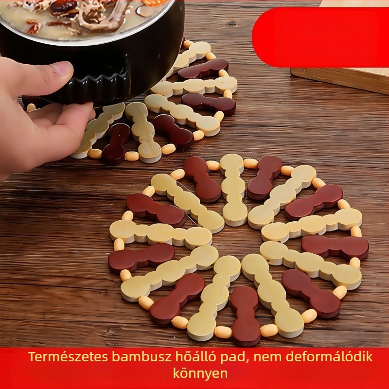 Bambusz hőszigetelő asztali alátét, kör vagy négyzet alakú, modern minimalista stílus, Trend márka, 2019 őszi bevezetés