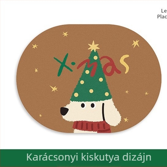 Karácsonyi PVC asztal alátét, vízálló és olajálló, csúszásmentes, dekoratív négyszögletes alátétek a kávéasztalhoz