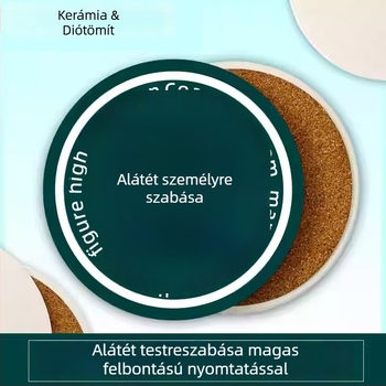 Abszorbáló kerámia poháralátétek karikatúra mintával, kör alakú, biológiailag lebomló, kreatív stílus.