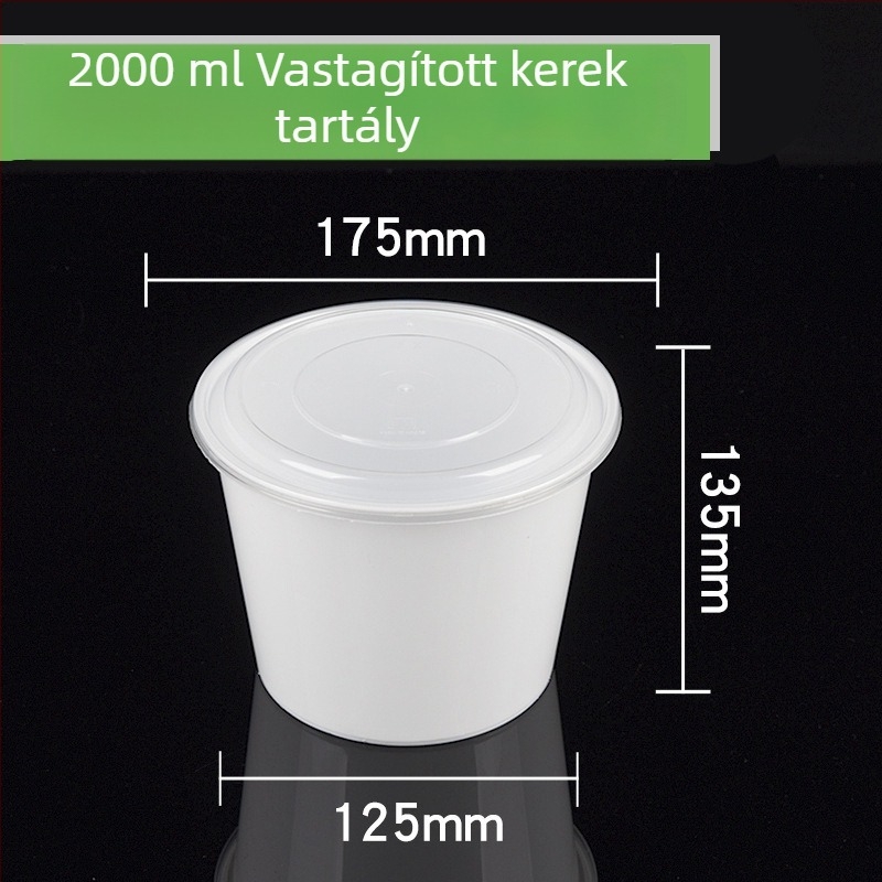 Műanyag egyszer használatos kör alakú ebédes doboz, leveses tál, vastagított dizájn