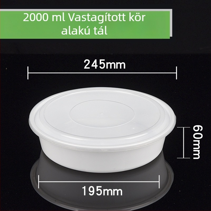 Műanyag egyszer használatos kör alakú ebédes doboz, leveses tál, vastagított dizájn