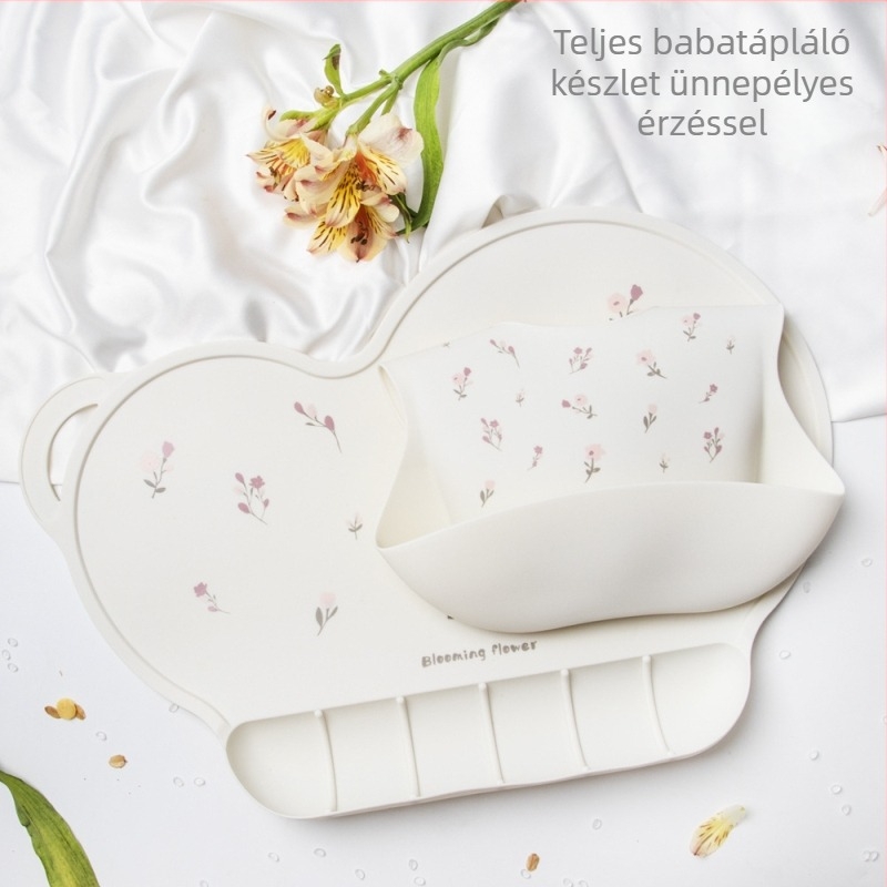 Gyerekeknek szánt szilikon étkező alátét falra rögzíthető szívófejjel, vízálló és olajálló, szabálytalan alakú, hőszigetelő pohár alátét