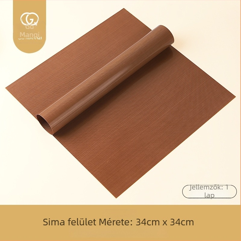 Magas hőmérsékletű, tapadásmentes sütőmat PTFE bevonatú olajvászonból, újrafelhasználható, 130 g/m²